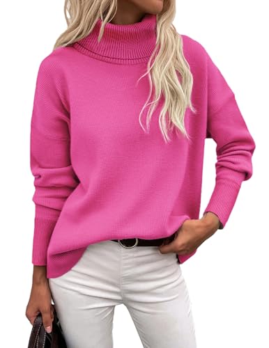 Image of Zeagoo Women's Turtleneck Sweater 2026 Fall Winter Chunky Knitted Pullover | High Low Hem Trendy Basic Jumper Top, Long Sleeve Casual Knit Pullover 2026, Fall Fashion Outfits, Winter Clothing for Women