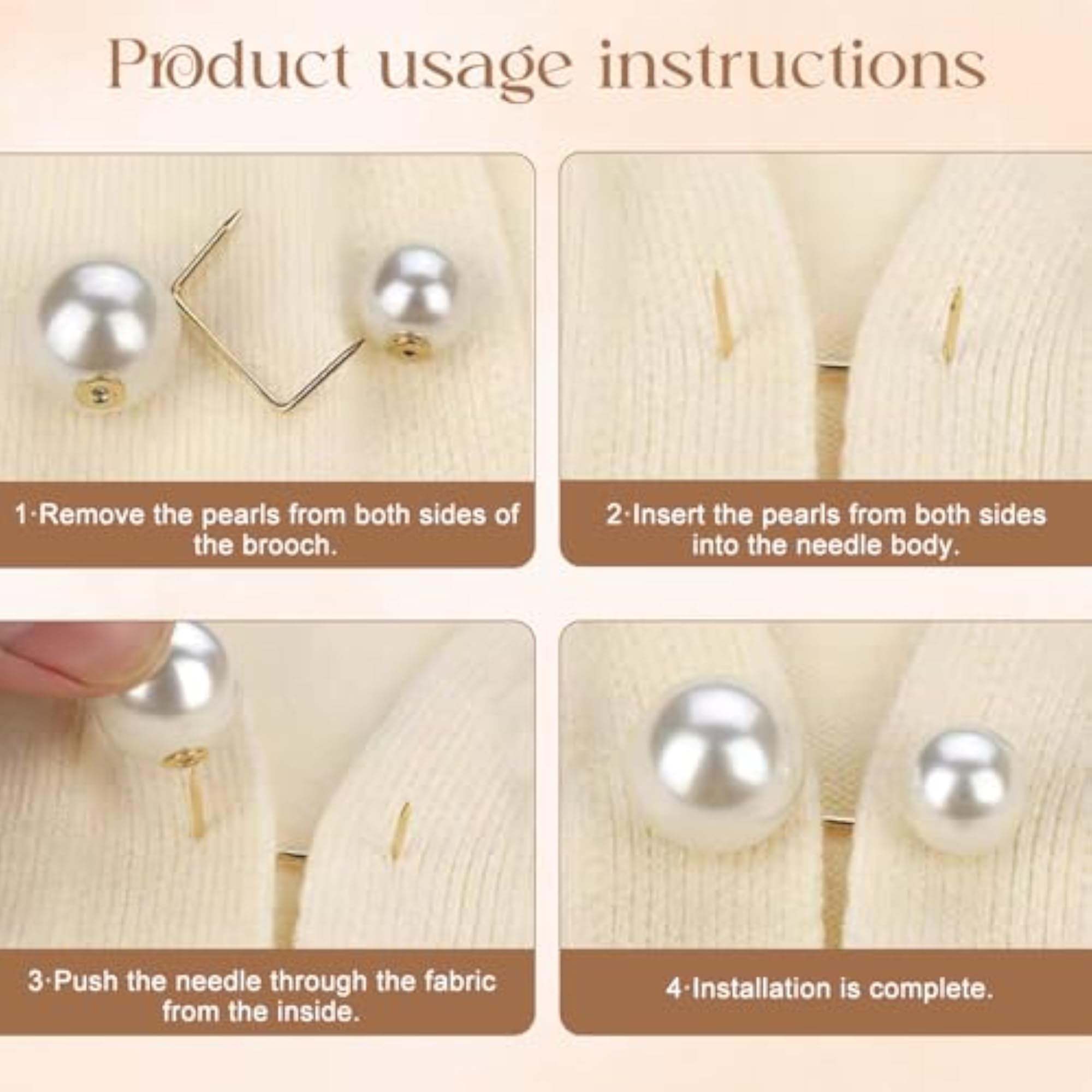 8pcs Artificial Pearl Brooch Saree Pin Set