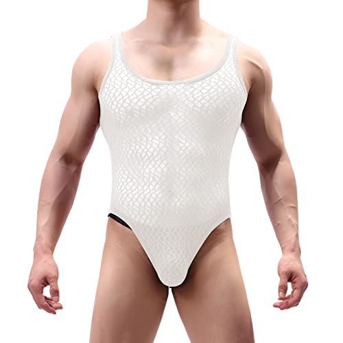 Pantalones de salón de Navidad para hombre de moda sexy encaje mono chaqueta ropa interior ver a través de vestidos japoneses para hombres kimono, blanco, M