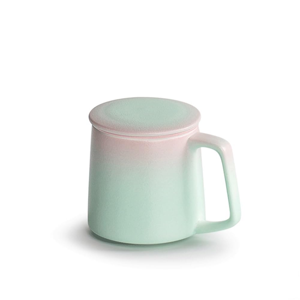 Kaffeetasse aus Keramik Kaffeetasse mit Farbverlauf, 1er-Set, Keramikfilter zur Tee- und Wassertrennung mit Deckel, Fassungsvermögen der Tasse 325 ml, for Männer und Frauen im Büro Tee-Wasser-Tasse Na