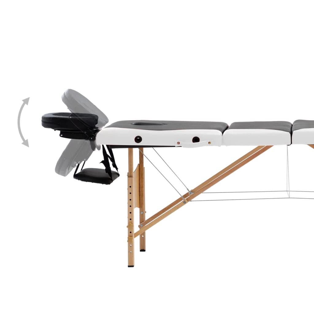 Generisch Massageliege Klappbar 4-Zonen mit Holzgestell Schwarz und Weiß,Gesundheit & Schönheit,Körperpflege,Massage & Entspannung,Massagetische,24.75KG,110220