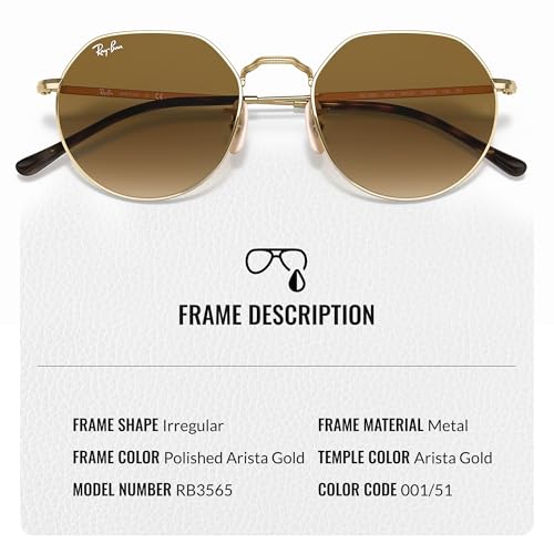 Image of Ray-Ban RB3565 JACK Square-Round Shaped Sunglasses for Men & Women with Official RAYBAN Eyewear Kit