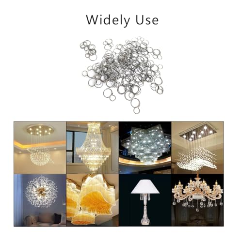 Image of 120PCS 10MM Chandelier Replacement Part，Metal Chandelier Hook Pin，Crystal Lamp Pendant Connector，Chandelier Hooks, Stainless Steel Split Rings Connectors