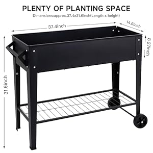 Elevate herb garden planter box outdoor raised beds with legs wheels for vegetables flower tomato patio backyard black planter  urban country home decor