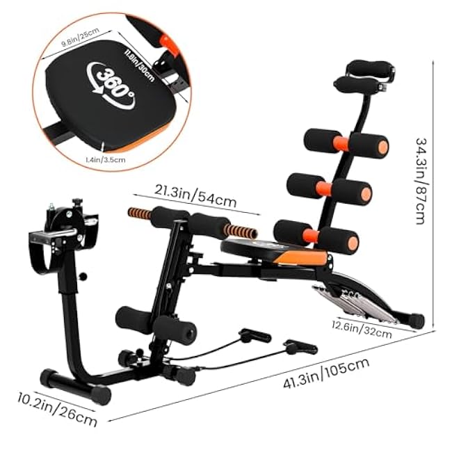 6-In-1 Ab Machine, Multi-Functional Adjustable Ab Trainer, Ab Machine for Stomach Workout, Deep Squat Machine, Abs Machines for Home Abs Workout Bench for Home Gym Full Body