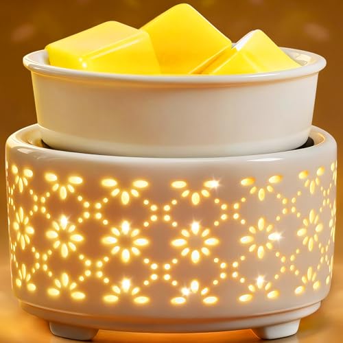 EQUSUPRO Ceramic Wax Warmer Candle Warmer- Wax Warmer for Scented Wax, Electric Wax Melt Warmer Fragrance Wax Melter Wax Burner for Home and Office De