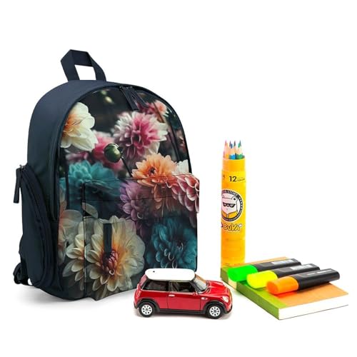 Beautiful Flowers Backpack Small Book Bag with Side Pocket, Lightweight Durable Backpack, Travel Rucksack, Blue-style3