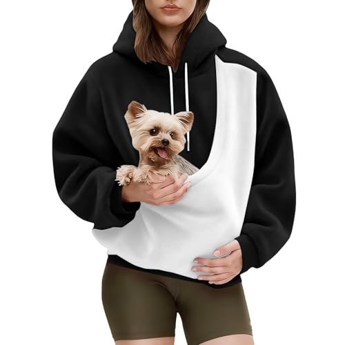 Pet Pouch Hoodie for Women Cat Dog Carrier with Kangaroo Pocket - image 1