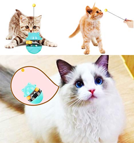 Sujayu Cat Treat Puzzle, Cat Treat Dispenser Toy Cat Treat Toy, Tumbler Interactive Ball Cat Puzzle Feeder, Cat Food Puzzle Cat Food Ball Cat Snacks Temptations, Food Puzzle Toys For Cats (Blue) #TOP5