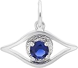 Rembrandt Evil Eye Charm w/Blue Synthetic Crystal - Metal - Sterling Silver