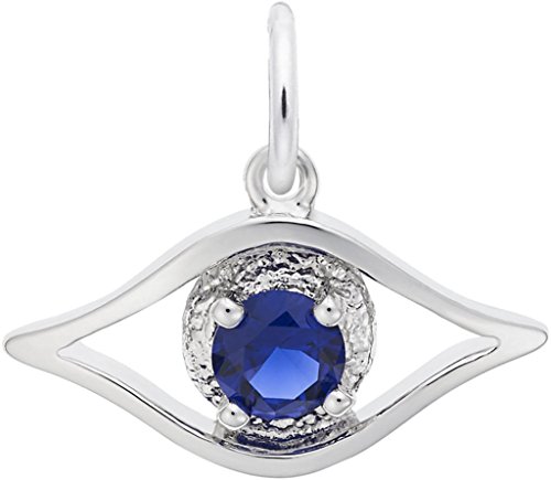 Rembrandt Evil Eye Charm w/Blue Synthetic Crystal - Metal - Sterling Silver