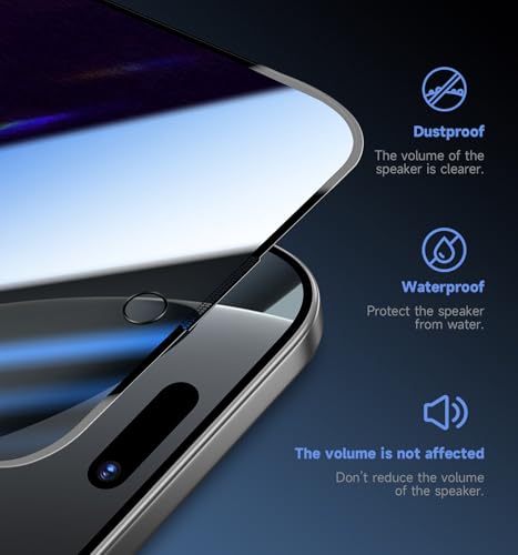 Image of MAGIC JOHN 2 Pack for iPhone 16 Pro Max 6.9 inch Privacy Tempered Glass Screen Protector, Bubble Free, HD Clear, Easy Installation