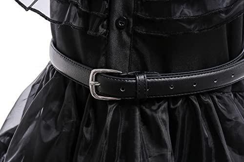 Mecamelon Halloween Black Princess Wednesday Addams Costume Dress For Girls With Accessories Set (Black, 5-6 Years) #TOP4