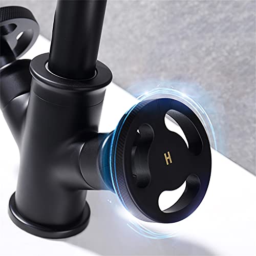 Grifo de baño negro corto que evita salpicaduras en lavabos pequeños 4
