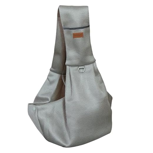 Dog Carrier Sling - Ultra Breathable Reversible Puppy Carrier Purse with Storage Pocket, Travel Safety Harness, Hand-Free Dog Sling Carrier for Carry Small Dogs and Cats, Dog and cat Harness (Gray)