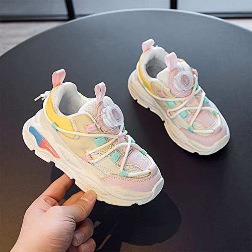 Fashion All Season Children Sneakers Boys and Girls Running Lightweight Breathable Comfortable Little Kid Girl Shoes (Pink, 5-5.5 Years Little Child)2