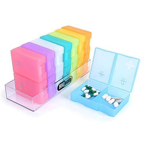 Large Pill Organizer, 7 Day Weekly Pill Box (2 Times a Day) BPA Free Travel Case to Hold Vitamins,Pills,Fish Oil, Supplements and Medication