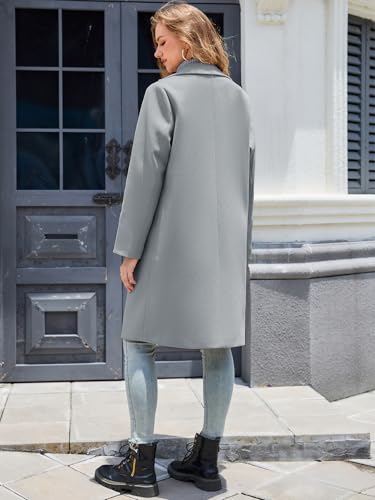 Women's Winter Pea Coat Notch Laple Double Breasted Casual Wool Blend Trench Coats4