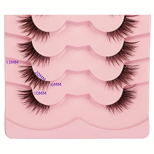 Gmagictobo False Eyelashes Natural Half Lashes Cat Eye Clear Band Lashes Fluffy Wispy 3D Faux Mink Lashes Pack Soft Strips Fake Eyelashes 7 Pairs #TOP2