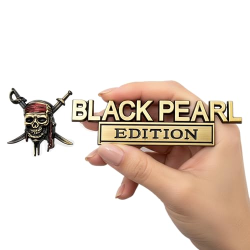 Image of 3D Metal Pirate Skull Car Emblem - Black Pearl Edition Heavy Duty Auto Badge Decal, Crossed Swords Tailgate Sticker, Waterproof Exterior Decoration for Trucks, SUVs & Off-Road Vehicles (Bronze)