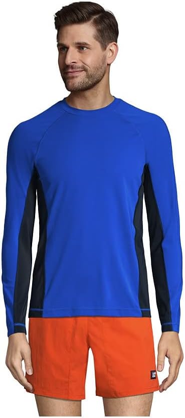 Lands' End mens Long Sleeve Swim Tee Rash Guard