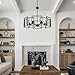 5-Light Black Geometric Chandelier,Height Adjustable Industrial Chandelier for Dining Room,Modern Farmhouse Chandelier Light Fixture over Table,for Bedroom,Living Room,Entryway,Bulbs Not Included