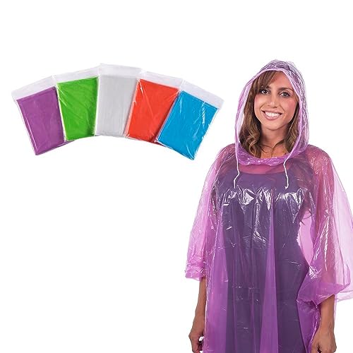 Clear Harbour Emergency Disposable Rain Poncho Pack for Adults | Women and Men's Rain Ponchos in Bulk | Extra Thick, Waterproof Reusable .03mm PE Plastic Material for Travel, Survival, and Fun.