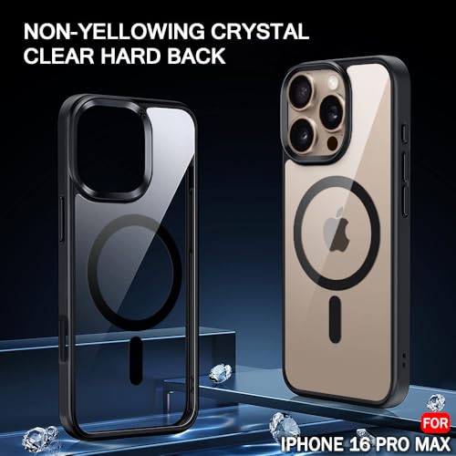 Image of TheGiftKart Ultra-Hybrid Back Cover Case for iPhone 16 Pro Max Compatible with MagSafe | Camera Protection | Crystal Clear Transparent Cover for iPhone 16 Pro Max (PC & TPU, Black Bumper)