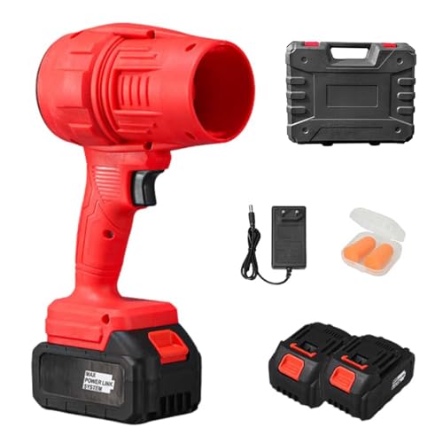 Handheld Cordless Leaf Blower, Turbojet Hair Dryer, Lithium Battery Portable Dust Collector, Multi-scene Cleaning Tool, Strong Wind Snow Duster (Red)