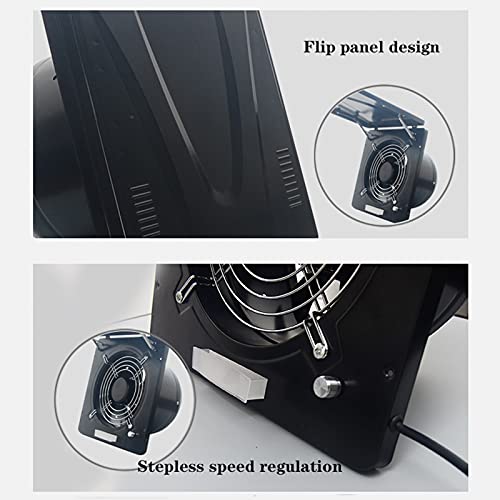 Ventilador de ventilación de 10" con cubierta para cocina doméstica, control de velocidad continua, negro, 100W miniatura 2