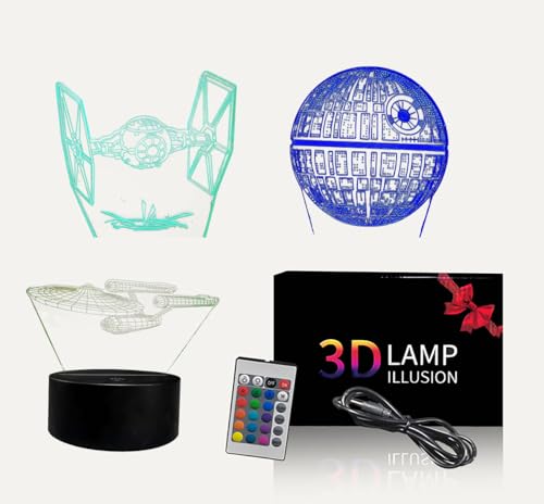 Lámpara de mesa 3D Ilusión LED 16 colores con control táctil USB