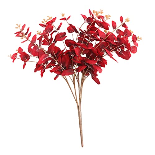 Cabilock Racimo Parabrisas De Estufa Plegable Gran Planta Falsa Hojas De Eucalipto Estatuillas De Perro De Porcelana Cebo para Carpas Flor De Simulación Ramo De Seda Radios Madre Acrílico