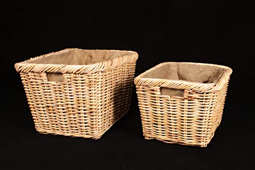 Rattan-Kaminholzkorb mit Jutestoff, Feuerholzkorb, Brennholzkorb aus hochwertigem Naturrattan (59 x 47, natur) Cover
