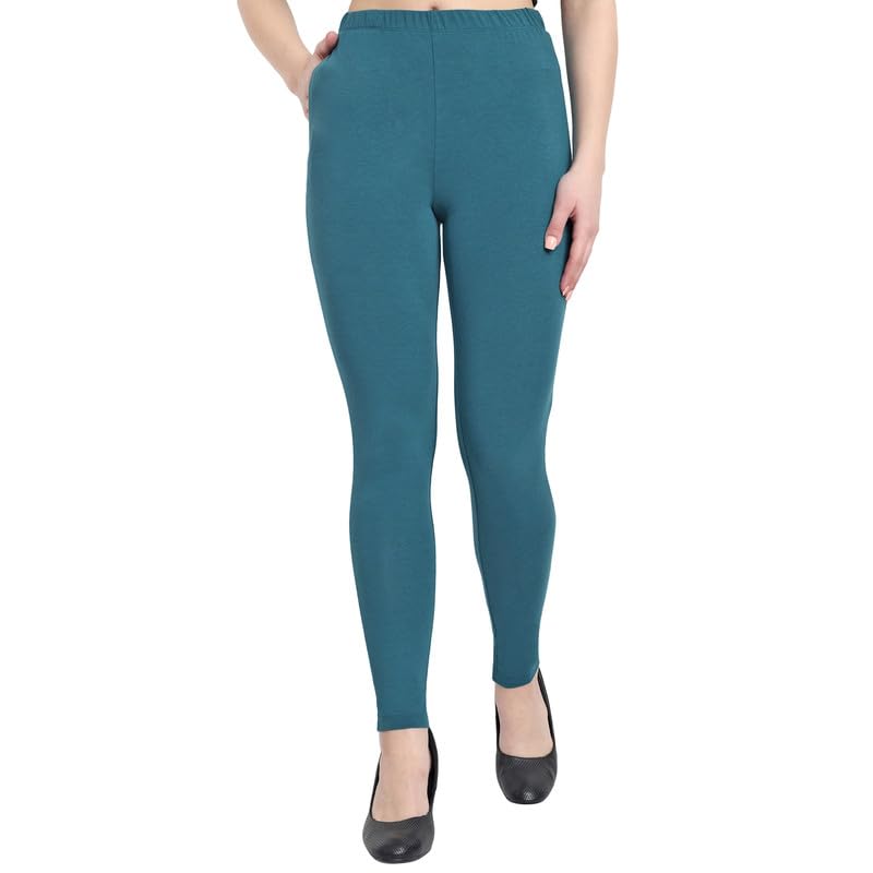 Image of ONE SKY Women Full Length Leggings | Cotton Modal Spandex Blend | High Waist Stretchable & Bio-Washed Fabric | Colour-Lock Technology | Comfortable Leggings for Women