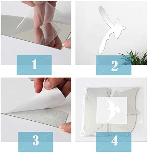 LERANXIN Acrylic Mirror, 10 Pcs Mirror Sticker, Silver Bird Mirrored Wall Art of Different Shapes, Acrylic Wall Mirror, Suitable for Bathroom, Corridor, Living Room
