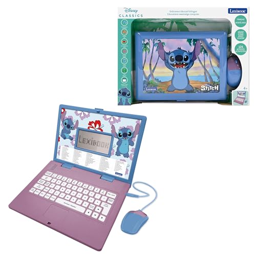 Lexibook Disney Stitch, Ordinateur éducatif bilingue Français/Néerlandais, Jouet pour Enfants avec 124 activités pour Apprendre, s'amuser et Jouer du Piano, Bleu, JC598Di10LXB