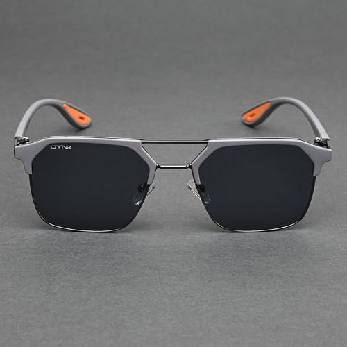 Image of GYNK Square Frame Sunglasses for Men | Premium Metal Frame Sunglasses | Fashion Eyewear for Driving, Travel, Riding, Outdoor Activities, Beach & Daily Wear