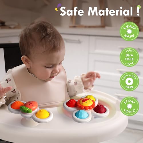 image for ALASOU 3PCS Pop Suction Cup Spinner Toys for 1 Year Old Boy Girl|Novel