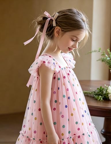 Image of Arshiner Toddler Tulle Dress for Girls Layered Tutu Ruffle Dresses Swing Twirly Fairy Summer Birthday Party Wedding Sundress