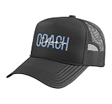 Cheer Coach Cheerleading Trucker Hat with Adjustable Mesh Back, Black