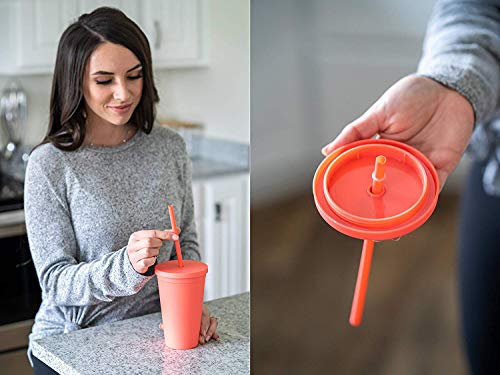Tumblers With Lids (12 Pack) 16Oz Colored Acrylic Cups With Lids And Straws | Double Wall Matte Plastic Bulk Tumblers With Free Straw Cleaner! Vinyl Customizable Diy Gifts (Assorted) #TOP3