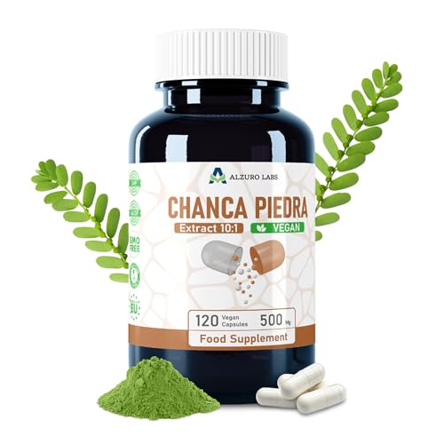 Alzuro Labs Chanca Piedra | 5.000 mg de equivalencia (500 mg de extracto 10:1) | 120 cápsulas veganas | Suministro para 4 meses | Complemento alimenticio certificado GMP probado en laboratorio