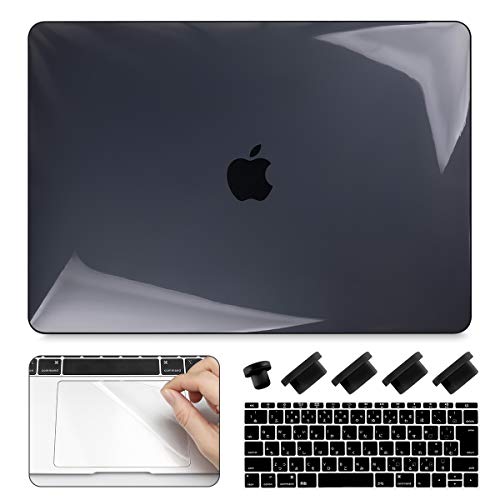 CISOO MacBook ケース ブラック 透明 MacBook Pro 13 インチ ケース Touch Bar非搭載 A1708対応 2016 2017 おしゃれ ハードカバー 薄型 耐衝撃 軽量 日本語 JIS配列 キーボードカバー トラックパッド