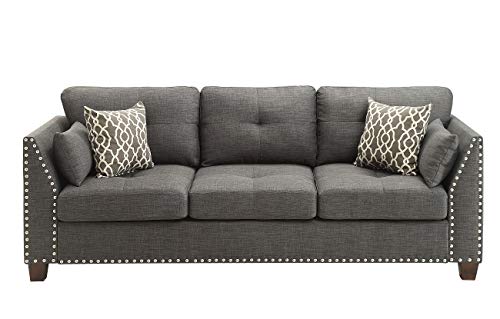 Hollywood Decor Lipcani Modern Sofa & Loveseat Set Upholstered In Light Charcoal Linen #TOP1