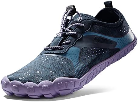 NORTIV 8 womensQuick Dry Water Shoes - Barefoot Aqua Swim Shoes for Beach Sports, Fishing, Hiking, Boating & Surfing, Dark/Blue/Purple - 8 (Treklady-1)