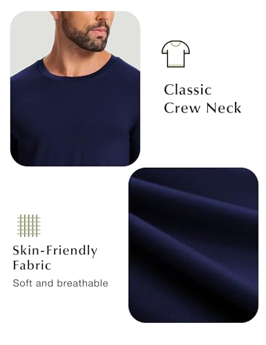 GYS Men's Pajama Top Bamboo Viscose Cloud-Soft Long Sleeve Loungewear Moisture-Wicking Relaxed Fit Sleep Shirt4