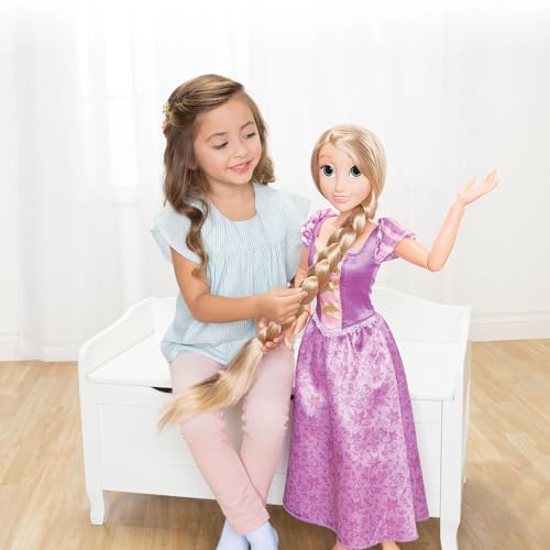 Disney Princesse Raiponce Poupée Géante 81 cm Articulée My Size, Poupée à Coiffer Officielle Jakks Pacific, Brosse Incluse, Cheveux Longs, Robe Film Raiponce, Jouet Enfant 3 Ans et Plus