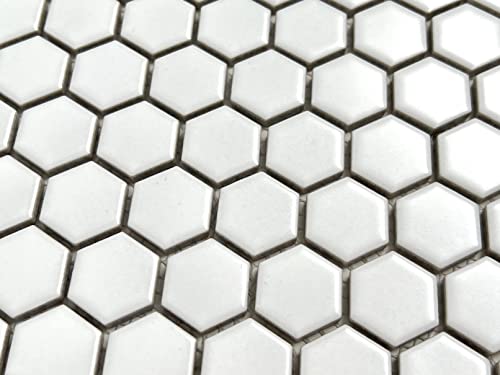 Hexagon White Porcelain Mosaic Tile Matte Look Designed In Italy For Kitchen Backsplash, Bathroom Wall, Accent Wall (1) #TOP4
