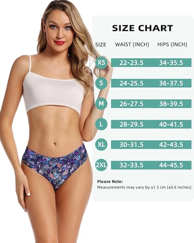 Image of voenxe Seamless Women Underwear Thongs,High Waisted Cut No Show Ladies Panties,Breathable Comfortable Briefs Undies,5-Pack, X-Large, Pattern