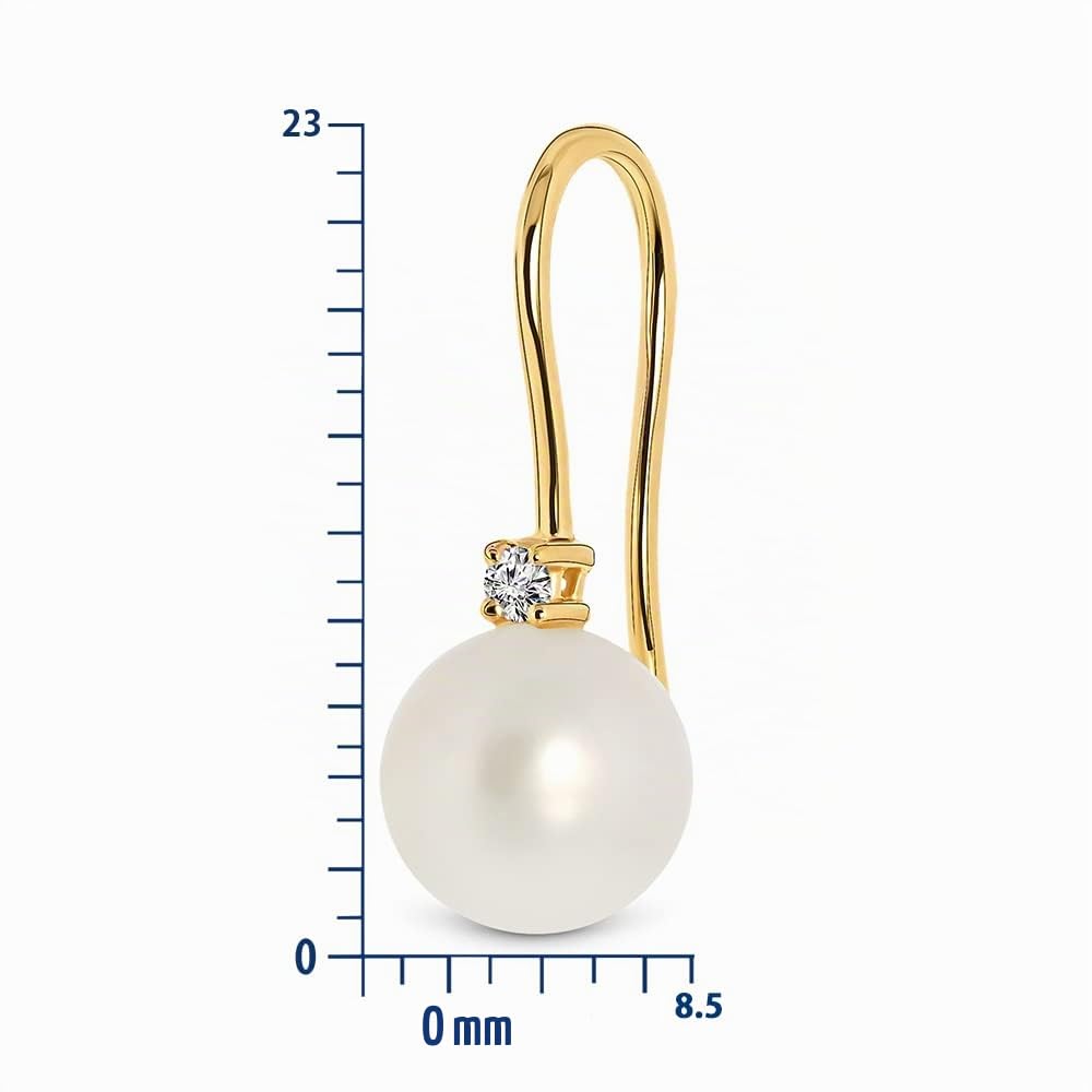 Miore Ohrringe Damen Hängend Gelbgold 18 Karat / 750 Gold Süßwasserperlen Diamant Brillianten 0.06 ct